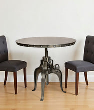 Load image into Gallery viewer, 36" Metal Pedestal Base Adjustable Height Round Top Dining Table - Gunmetal