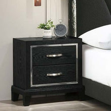 Load image into Gallery viewer, Nightstand With USB Port, Tapered Legs - Black