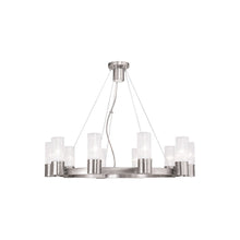 Load image into Gallery viewer, Ten Light Metal Dimmable Chandelier With Shades - Nickel / Clear