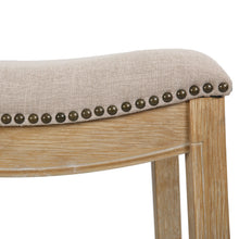 Load image into Gallery viewer, Solid Wood Backless Bar Height Bar Chair - Linen And Natural