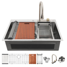 Load image into Gallery viewer, Waterfall Kitchen Sink With Pull Out Faucet & Cup Washer