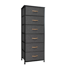 Load image into Gallery viewer, Fabric 6 Drawer Chest - Gray / Black
