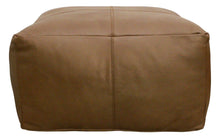 Load image into Gallery viewer, 22" Genuine Leather Pouf Ottoman - Brown