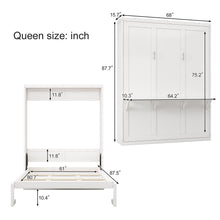 Load image into Gallery viewer, Murphy Bed With Side Cabinet Storage Shelf, Folding Wall Bed With Desk Combo