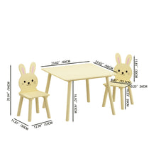 Load image into Gallery viewer, Table And Chair Set With 2 Bunny Chairs, Children's Activity Table For Toddlers, Cute Animal Design - Yellow