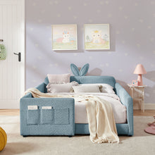 Load image into Gallery viewer, Cute Rabbit Ear Upholstered Platform Bed Frame With Safety Rail