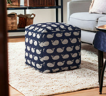 Load image into Gallery viewer, Twill Whale Pouf Cover - Blue