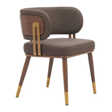 Load image into Gallery viewer, Upholstered Faux Leather Curved Back Dining Arm Chair - Brown