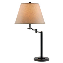Load image into Gallery viewer, Metal Swing Arm Table Lamp With Off-White Empire Shade - Bronze