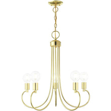 Load image into Gallery viewer, 26" Five Light Dimmable Chandelier With Shades - Brass