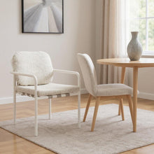 Load image into Gallery viewer, Slipcovered Aluminum Partially Open Back Dining Arm Chairs (Set of 2) - Beige / White
