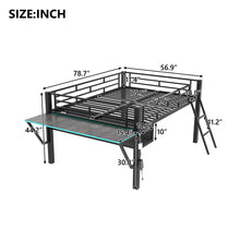 Load image into Gallery viewer, Gaming - Full Size Loft Bed With Desk, LED - Black