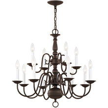 Load image into Gallery viewer, 23" Twelve Light Dimmable Chandelier With Shades - Bronze