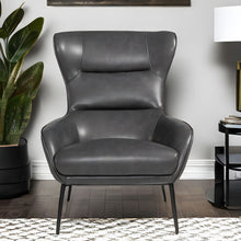 Load image into Gallery viewer, Faux Leather Tufted Wingback Chair - Dark Gray And Black
