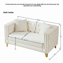 Load image into Gallery viewer, 2 Seater Deep Seat Sofa With Button Nailhead, Square Arm
