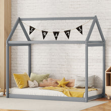 Load image into Gallery viewer, Wooden House Shaped Bed