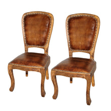 Load image into Gallery viewer, Upholstered Leather King Louis Back Dining Side Chairs (Set of 2) - Mahogany / Brown