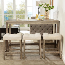 Load image into Gallery viewer, 4 Piece Bar Table Set With Power Outlet, 3 Padded Stools