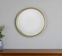 Load image into Gallery viewer, 15" Round Iron Textured Framed Accent Mirror - Gold