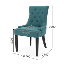 Load image into Gallery viewer, Dining Chair (Set of 2) With Upholstered Diamond Tufting And Espresso Birch Legs - Teal