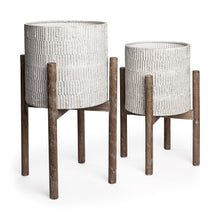 Load image into Gallery viewer, Round Elevated Planters (Set of 2) - Cream / Brown