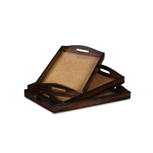 Load image into Gallery viewer, 24" Rectangular Wood Handmade Tray With Handles - Brown