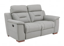 Load image into Gallery viewer, Faux Leather Manual Reclining Love Seat - Gray / Brown