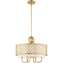 Load image into Gallery viewer, Five Light Dimmable Chandelier With Shades - Gold / Off White