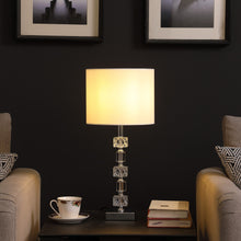 Load image into Gallery viewer, 20" Bedside Table Lamp With Drum Shade - Silver / White