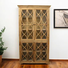 Load image into Gallery viewer, 47" Solid Wood Carved Geometric Accent Cabinet With Four Doors - Natural