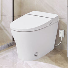Load image into Gallery viewer, Heated Seat Smart Toilet Without Bidet, Upmarket Compact Dual Flush Toilet 1 / 1.28 Gpf, Tank Less Toilet With Adjustable Temp Heated Seat, Foot Sensor Flush - White Night Light, Knob Control, Power Out