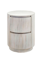 Load image into Gallery viewer, 24" Solid Wood Round Drum End Table With Two Drawers - White