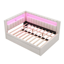 Load image into Gallery viewer, Upholstered Platform Bed With USB Ports And LED Belt