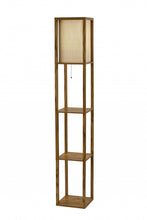 Load image into Gallery viewer, Floor Lamp With Storage Shelves - Natural Wood