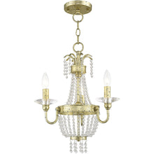 Load image into Gallery viewer, 19" Three Light Metal Dimmable Chandelier With Shades - Gold / Clear