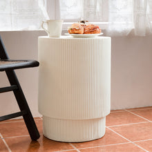 Load image into Gallery viewer, Handmade Side Table With Ribbed Design For Indoor And Outdoor Use - White