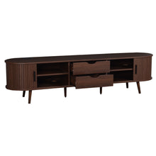 Load image into Gallery viewer, TV Stand For 70" TV, Console With Tambour Doors, Drawers And Built In Power Outlet - Dark Brown