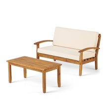 Load image into Gallery viewer, 4 Person Outdoor Seating Group With Cushions Comfortable Patio Set - Teak