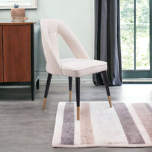 Load image into Gallery viewer, Upholstered Faux Fur Open Back Dining Side Chair - Ivory / Black / Gold
