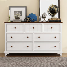 Load image into Gallery viewer, Wooden Captain Seven Drawer Dresser For Bedroom, Living Room, Kids' Room - White / Walnut