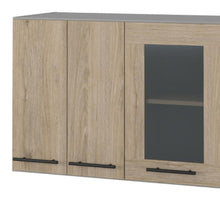 Load image into Gallery viewer, Wood Wall Mounted Accent Cabinet With Three Doors - Gray / Natural