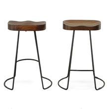 Load image into Gallery viewer, 25" Steel Backless Counter Height Bar Chairs (Set of 2) - Chestnut And Black