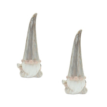 Load image into Gallery viewer, Fairy Christmas Standing Gnome Tabletop Sculpture (Set of 2) - Gray / Beige