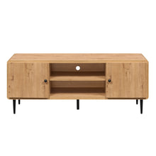 Load image into Gallery viewer, Wood Enclosed Open Storage TV Stand - Oak