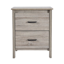 Load image into Gallery viewer, Wood Nightstand With 2 Drawers And Metal Handle - Oak