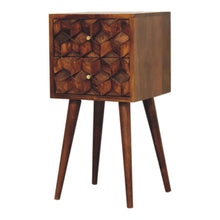 Load image into Gallery viewer, Mini Cube Carved 2 Drawer Nightstand