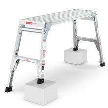 Load image into Gallery viewer, Aluminum Work Platform Large Size Step Stool Folding Portable Work Bench 40" Width Telescopic Feet Height Adjustable - Gray