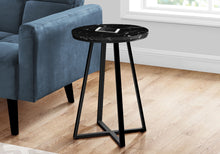 Load image into Gallery viewer, Accent Table, Side, Round Marble Look Contemporary & Modern - Black