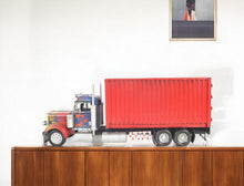 Load image into Gallery viewer, Hand Painted Model Car Tabletop Sculpture - Blue / Red