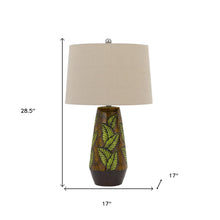 Load image into Gallery viewer, Ceramic Cylinder Table Lamp With Tan Empire Shade - Brown
